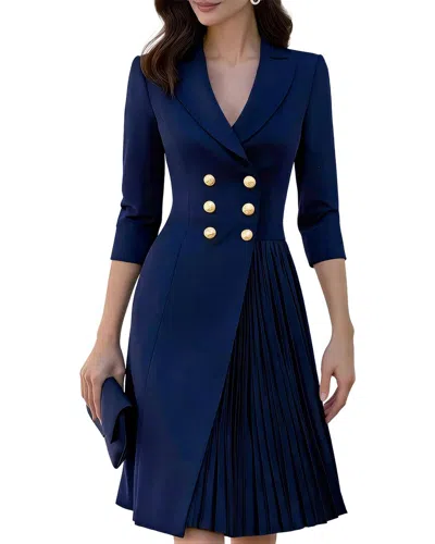 Teodora Long Sleeve Midi Dress In Blue