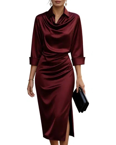 Teodora Long Sleeve Midi Dress In Red