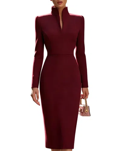 Teodora Long Sleeve Midi Dress In Red