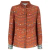 Teodora Milano Women's Brown / Blue Lisbona Silk Shirt Flower