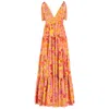 Teodora Milano Women's Yellow / Orange / Pink Ostuni Silk Long Dress