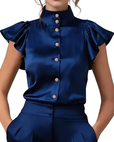 Teodora Short Sleeve Blouse In Blue