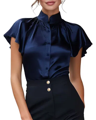 Teodora Short Sleeve Blouse In Blue