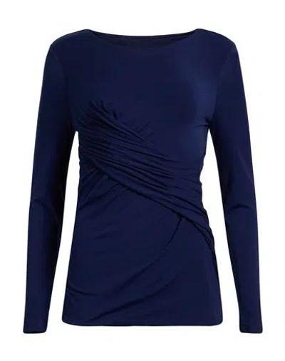 Ter De Caractère Woman T-shirt Navy Size 10 Viscose, Elastane In Blue