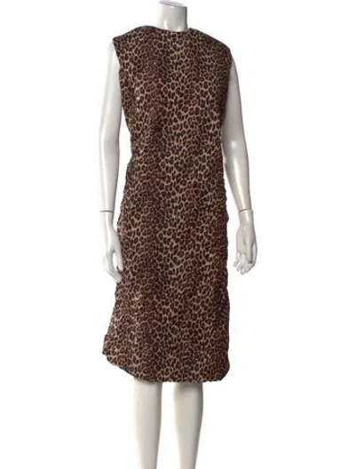 Pre-owned Ter Et Bantine Animal Print Knee-length Dress W/ Tags In Brown