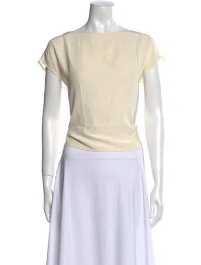 Pre-owned Ter Et Bantine Bateau Neckline Short Sleeve Crop Top In Neutral
