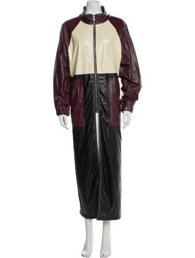 Pre-owned Ter Et Bantine Colorblock Pattern Coat In Burgundy