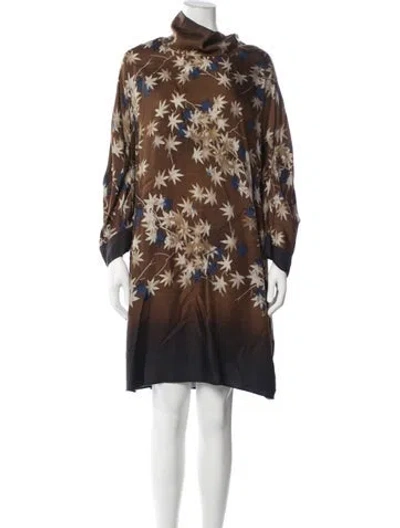Pre-owned Ter Et Bantine Floral Print Midi Length Dress In Brown