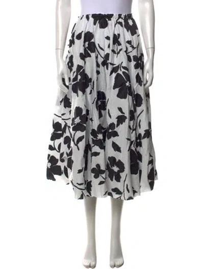Pre-owned Ter Et Bantine Floral Print Midi Length Skirt In White