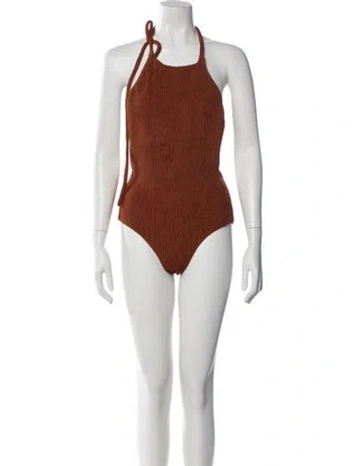 Pre-owned Ter Et Bantine Halterneck Sleeveless Bodysuit In Brown