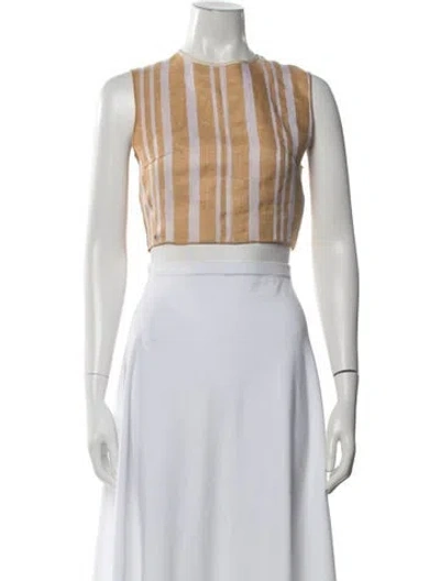 Pre-owned Ter Et Bantine Linen Striped Crop Top In Neutrals