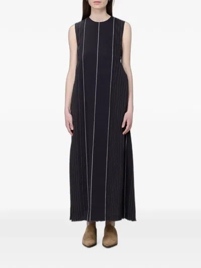 Ter Et Bantine Maxi Pinstriped Sleeveless Dress In Black