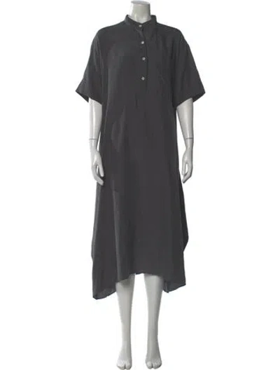 Pre-owned Ter Et Bantine Mock Neck Long Dress In Gray