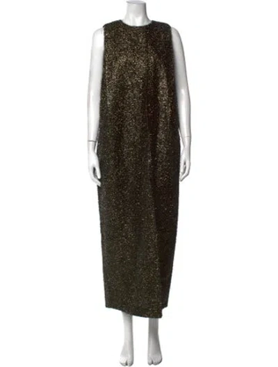 Pre-owned Ter Et Bantine Patterned Long Dress In Black/green