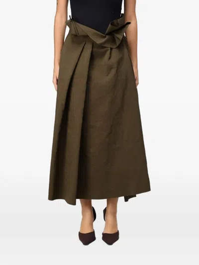 Ter Et Bantine Pleated High-waist Maxi Skirt In Green