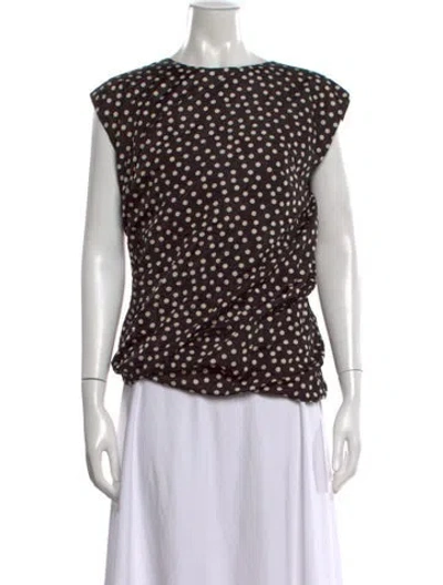 Pre-owned Ter Et Bantine Polka Dot Print Crew Neck Top In Brown