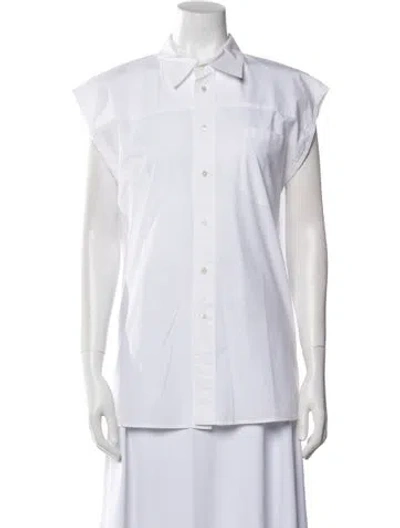 Pre-owned Ter Et Bantine Short Sleeve Button-up Top In White