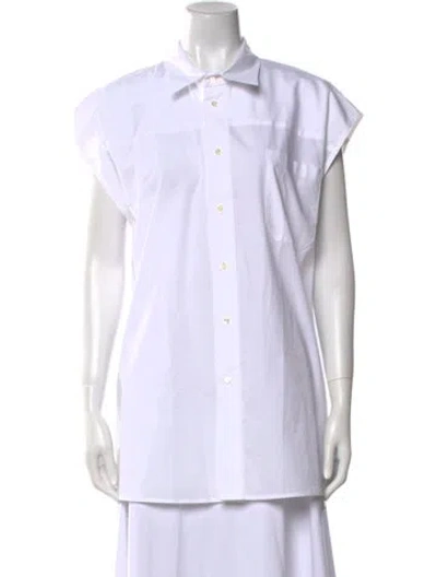 Pre-owned Ter Et Bantine Short Sleeve Button-up Top In White