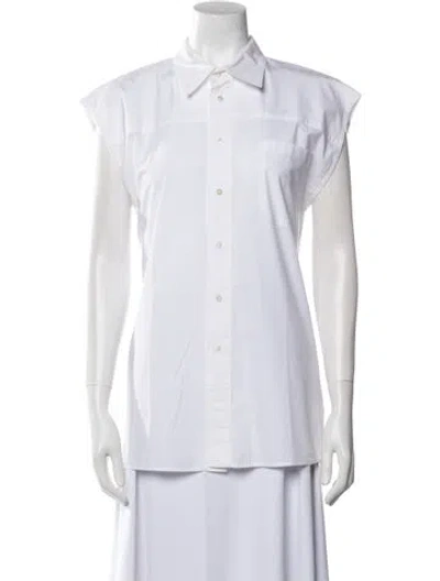 Pre-owned Ter Et Bantine Short Sleeve Button-up Top In White