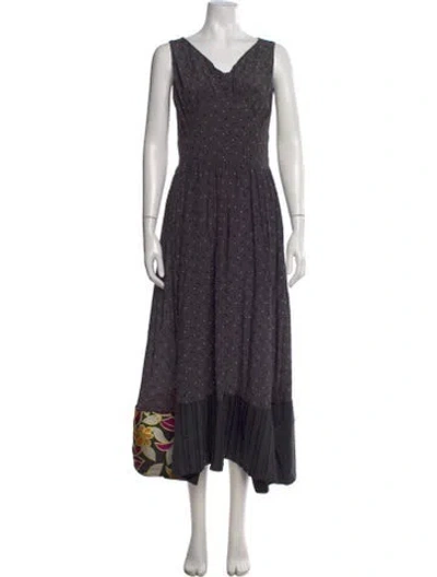 Pre-owned Ter Et Bantine Silk Long Dress In Gray