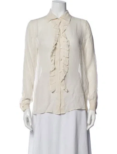 Pre-owned Ter Et Bantine Silk Long Sleeve Blouse In White