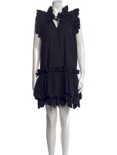 Pre-owned Ter Et Bantine Tie Neck Mini Dress In Blue