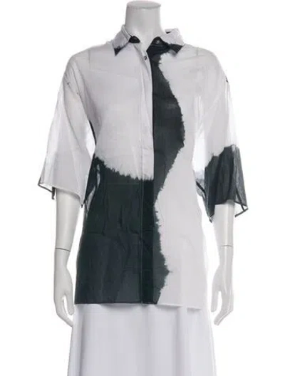 Pre-owned Ter Et Bantine Tie-dye Print Three-quarter Sleeve Top In White