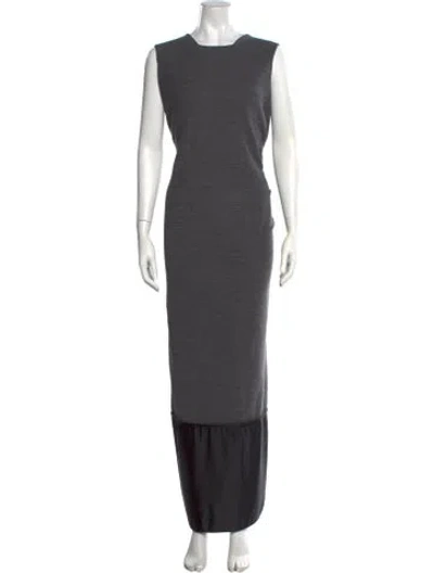 Pre-owned Ter Et Bantine Virgin Wool Long Dress In Grey