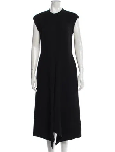 Pre-owned Ter Et Bantine Virgin Wool Midi Length Dress In Black