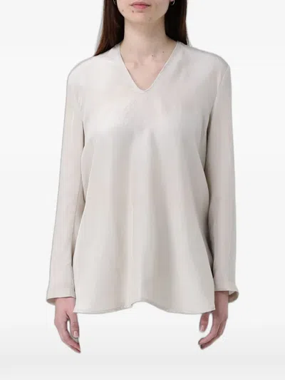 Ter Et Bantine V-neck Long-sleeve Blouse In Gray