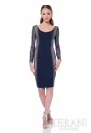 Terani Couture 1611c0023a Short Beaded Mini Cocktal Dress In Blue
