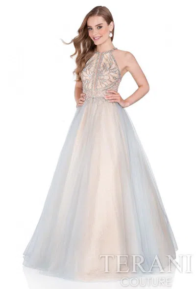 Terani Couture 1611p1238d Longlter Prom Dress In Gray