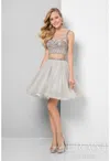 Terani Couture 1711p2233 Short Two Pieace Beaded Cocktail Dress In Silver