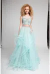 Terani Couture 1711p2686 Long A Line Two Piece Formal Prom Dress In Blue