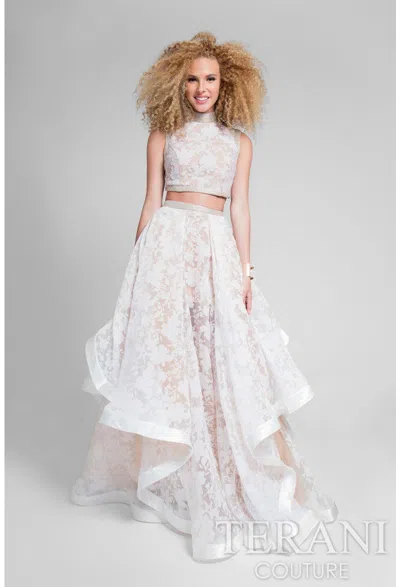 Terani Couture 1711p2713 Two Piece Long Prom Dress In White