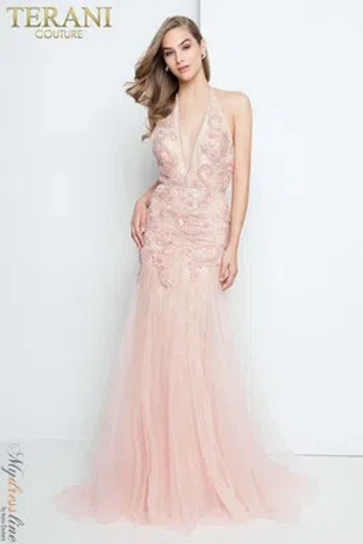 Pre-owned Terani Couture 1811p5238x Evening Dress Lowest Price Guarantee Authentic In Ivory Nude