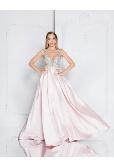 Terani Couture 1811p5249j Long Evening Beaded Formal Prom Dress In Pink