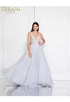Terani Couture 1811p5814 Ball Gown Beaded Long Prom Formal Dress In Gray