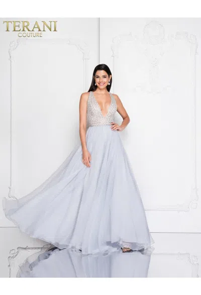 Terani Couture 1811p5814 Ball Gown Beaded Long Prom Formal Dress In Gray