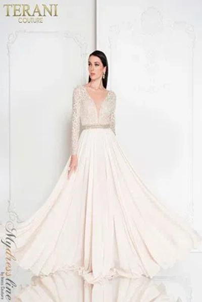 Pre-owned Terani Couture 1812m6650 Evening Dress Lowest Price Guarantee Authentic In Navy
