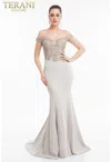 Terani Couture 1821e7130 Long Formal Mermaid Prom Dress In White