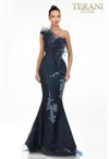 Terani Couture 1911e9095 Sexy Formal Long Prom Dress In Blue