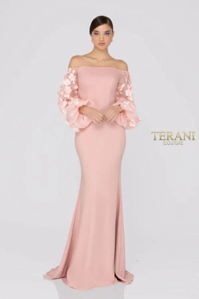Terani Couture 1911e9128 Organza Sleeves Evening Dress In Multi
