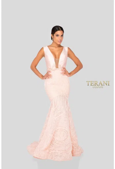 Terani Couture 1911p8158 Long Fitted Formal Evening Prom Dress In Pink