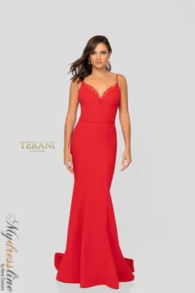 Pre-owned Terani Couture 1912p8219 Evening Dress Lowest Price Guarantee Authentic In Red