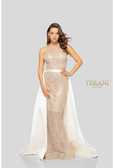Terani Couture 1912p8437 Long Prom Dress In Neutral