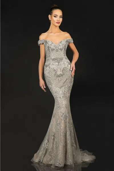 Terani Couture 1913gl9586 Formal Long Prom Dress In Gray