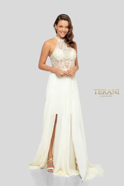 Terani Couture 1913p8298 Prom High Low Formal Dress In White