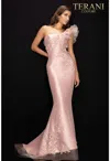 Terani Couture 2011e2094 Long One Shoulder Evening Gown In Pink