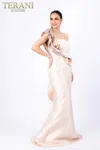 Terani Couture 2011e2424 One Shoulder Long Gown In Gold